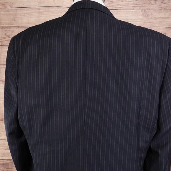 Brooks Brothers Blazer Mens 46R Navy Pinstripe Super 120s Wool Lined Two Button - Picture 5 of 11